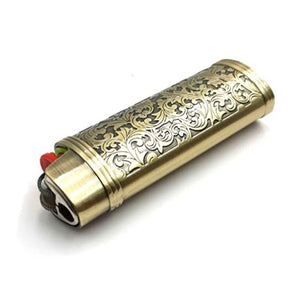 Vintage Floral Stamped for BIC Metal Case Cover Holder, Full Size J6