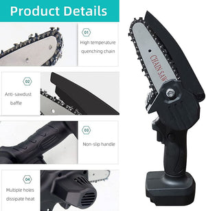 Mini Chainsaw, [2 Battery] 4-Inch 36V Cordless Handheld Battery Powered Electric Small Chainsaw,