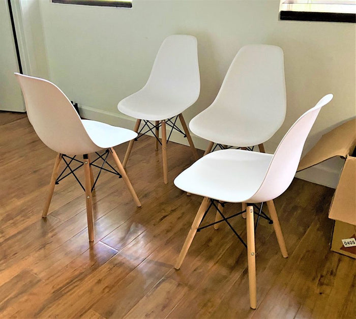 Stunning Set of 4 Dining Chairs With Solid Wood Legs, Indoor/Outdoor Kitchen Chairs, Sturdy, White