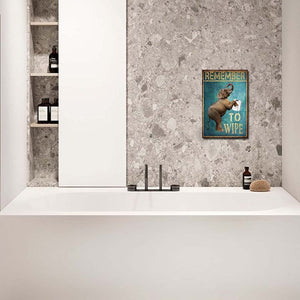 Remember To Wipe Bathroom Metal Sign Wall Decor for Bathroom Toilet Decor (8x12inch, Elephant)