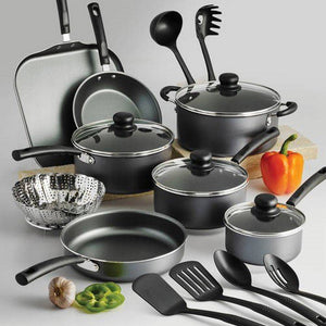 Cookware Set Nonstick Pots And Pans Stainless Steel Kitchen Utensil 18-Pcs in Gray