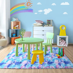 Fluffy Rainbow Area Rug for Girls Bedroom, Anti-Skid Shag Fur Colorful Rugs ⚡Fast Shipping⚡