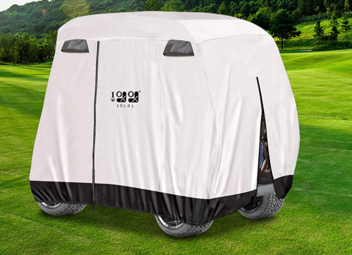 Waterproof 400D Golf Cart Cover | Fits EZGO Club Car Yamaha 4 Passenger, Dustproof Durable Enclosure Cover