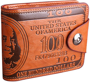 US Dollar Bill Wallet Billfold Leather, Credit Card & Photo Holder for Men