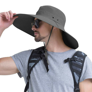 Wide Brim Bucket Hats Sun Protection Cotton Safari Big Boonie Cap Travel Fishing