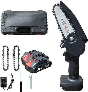 Mini Chainsaw, [2 Battery] 4-Inch 36V Cordless Handheld Battery Powered Electric Small Chainsaw,