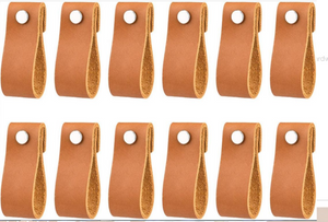 12-Pack Stainless Steel Handmade Leather Drawer Pull Handle Wardrobe Door Knob for Dresser