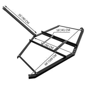 Heavy Duty Steel Drag Harrow 66"x 35" | Driveway Tractor Harrow with 2 Adjustable Bars | Driveway Grader