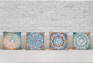 Set of 4 Throw Pillow Covers Farmhouse Pillowslip Boho Retro Double Sided Multicolor 18x18