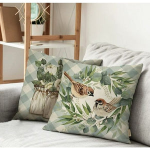 💯CLEARANCE❗️❗️Set of 4 Farmhouse Home Sweet Home Bird Wreath Throw Pillow Cover 18x18💯