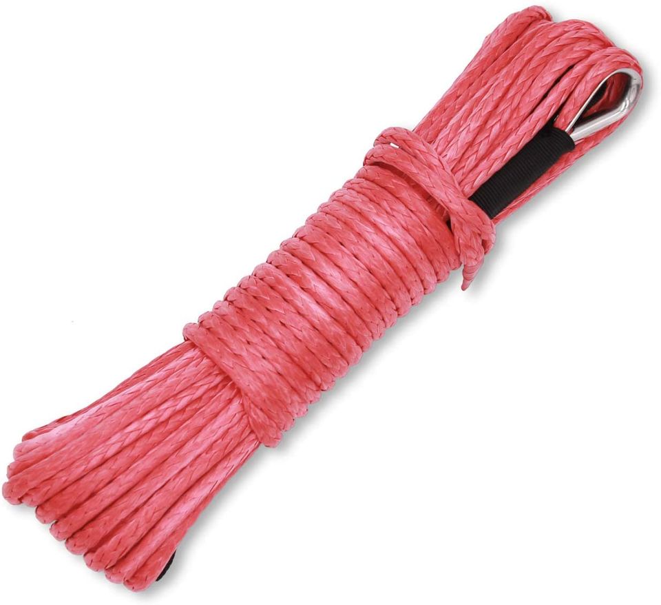 💯NEW BRAND 💯3/16" x 50' 7000LBs Synthetic Winch Line Cable Rope with Black Protecing Sleeve for ATV UTV (Red)