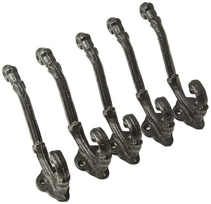 5 Pcs Vintage Style Cast Iron Wall Coat Hooks Hat Hook Hall Tree (Screws Included)