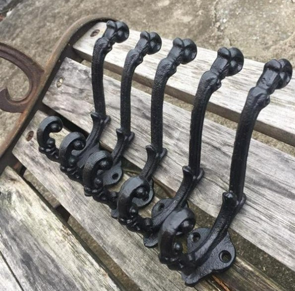 5 Pcs Vintage Style Cast Iron Wall Coat Hooks Hat Hook Hall Tree (Screws Included)