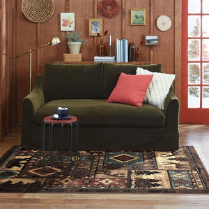 Buffalo Bear and wildlife area rug for Home and Farmhouse decoration 1'8"x2'7" (Brown/Red)