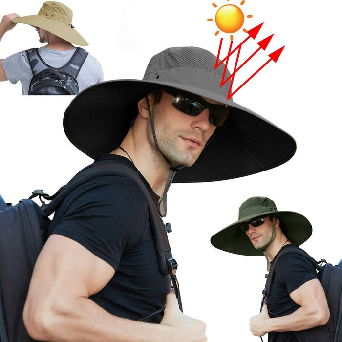 Wide Brim Bucket Hats Sun Protection Cotton Safari Big Boonie Cap Travel Fishing