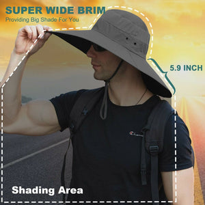 Wide Brim Bucket Hats Sun Protection Cotton Safari Big Boonie Cap Travel Fishing