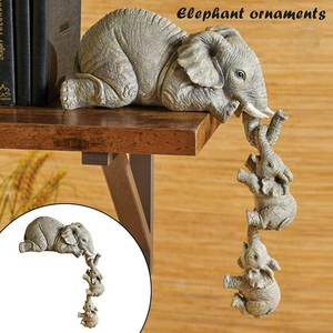 🍓🍒 3 Pcs Elephant Sitter Statue Hand-Painted Figurines