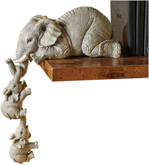 🍓🍒 3 Pcs Elephant Sitter Statue Hand-Painted Figurines