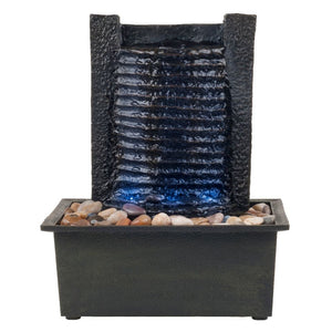 LED Lighted Waterfall Tabletop Fountain With Stone Wall and Soothing Sound Décor