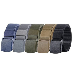 5 Pack Nylon Tactical Belt Webbing Canvas Outdoor Web Belt with Plastic Buckle VALUE PACK