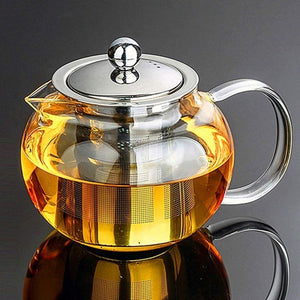 High Borosilicate Glass Tea Pot Stainless Steel Infuser Heat Resistant Looser Tea