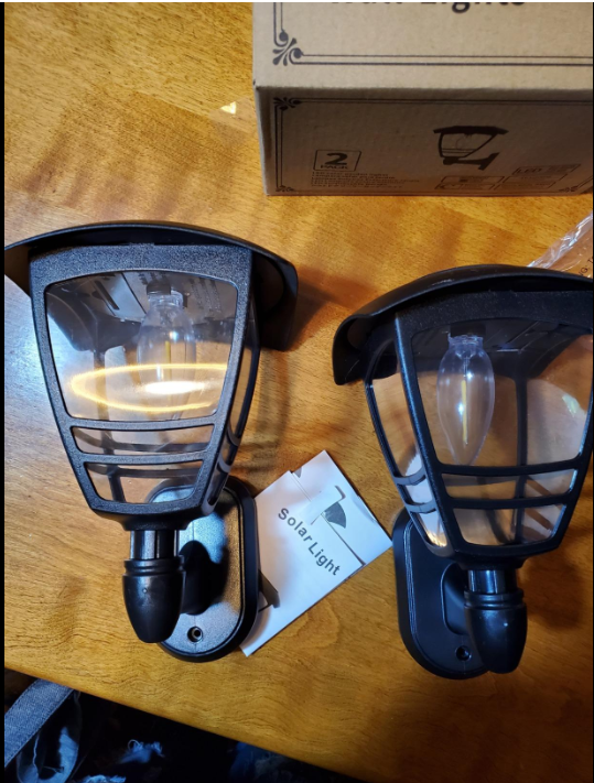 Solar Wall Lantern Lights Outdoor Waterproof Black Sun Powered Wall Light 2 Pack