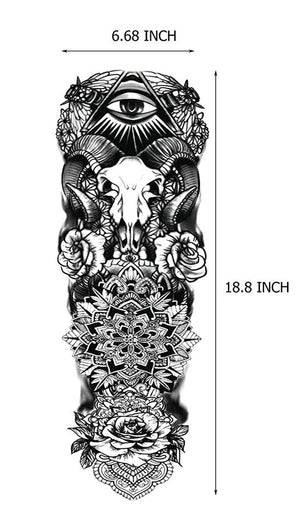 💯NEW💯6 Sheets Large Tribal Totem Temporary Tattoo Sleeves for Men, Waterproof Black TotemWords