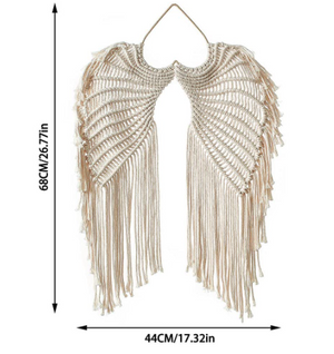 ��SALE�� Macrame Woven Boho Angel Wings Tapestry with Long Tassels, Bohemian Cotton