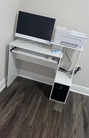 Multipurpose Home Office Computer Writing Desk, White/Black