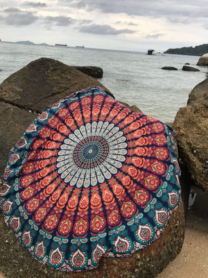 🌸🌷 Large Tapestry Mandala, Hippie Bohemian Blanket, Beach Tapestry 70"