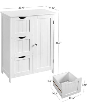 New White Bathroom Storage Cabinet Linen Organizer with Drawers