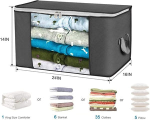 CLEARANCE!! 4-Pack 90L Extra Large Capacity Storage Bins with Clear Window, Closet Organizer