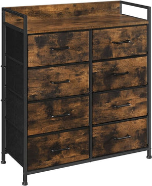 8 Drawer Rustic Dresser, Closet Storage Dresser, Chest of Drawers, Fabric