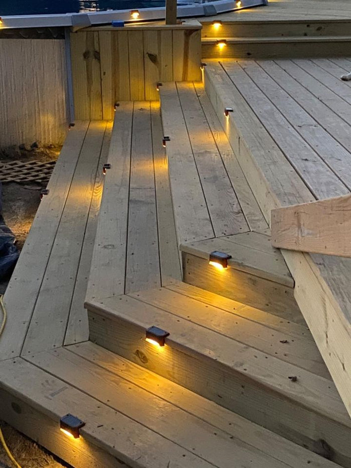 16 Pack New Solar Deck Lights Outdoor Waterproof LED Steps Lamps for Stairs Fence