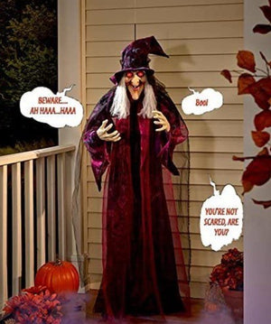 NEW SALE 71" Life Size Hanging Animated Talking Witch Halloween Haunted House Prop Decor