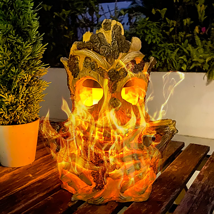 Tiki Decor Stump on Fire Figurine Lights
