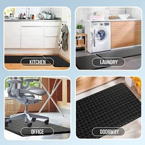 2PCS Kitchen Mats Anti-Slip Kitchen Rugs, Easy-to-Clean and Comfortable 17.3"×30"+17.3"×47", Black