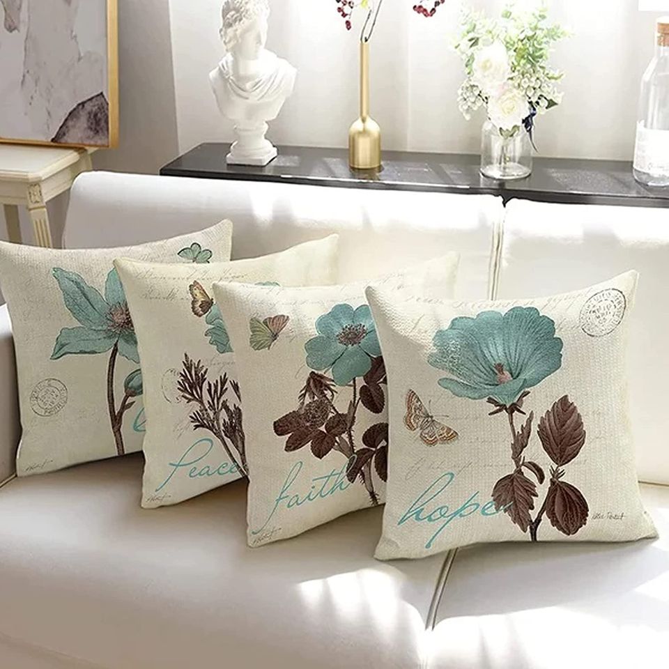 🌺🌺 Floral Printed Throw Pillow Case Set of 4