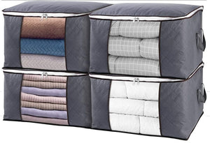CLEARANCE!! 4-Pack 90L Extra Large Capacity Storage Bins with Clear Window, Closet Organizer