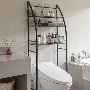 3 Tier Shelf Bathroom Organizer Over The Toilet Storage, 27”L x 10”W x 66”H (Black)