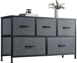 Charcoal Grey Dresser with 5 Storage Drawers
