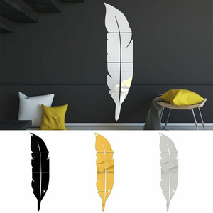 3D Feather Mirror Art Stickers Wall Decor