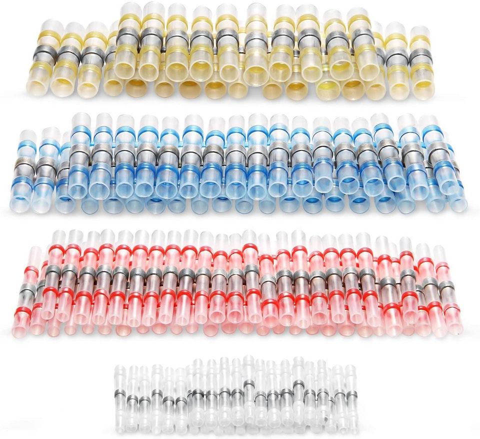 🔥100pcs Waterproof Heat Shrink Solder Sleeve Wire Splice Butt Terminal Connector
