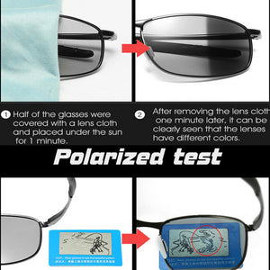 Aluminium HD Polarized Photochromic Sunglasses Men Driving Chameleon Sun Glasses