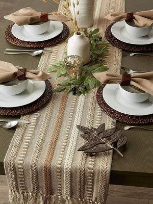 Gorgeous Farmhouse Hand Woven Neutral Rustic Boho Cotton Table Runner I Holidays Decor - 15x72"