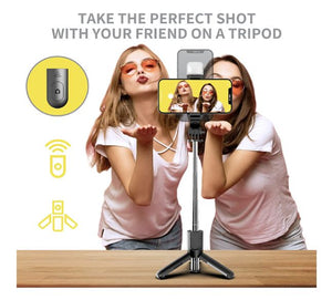 Selfie Stick Tripod with Fill Light, Bluetooth Wireless Remote, 3 in 1 Extendable Phone Holder