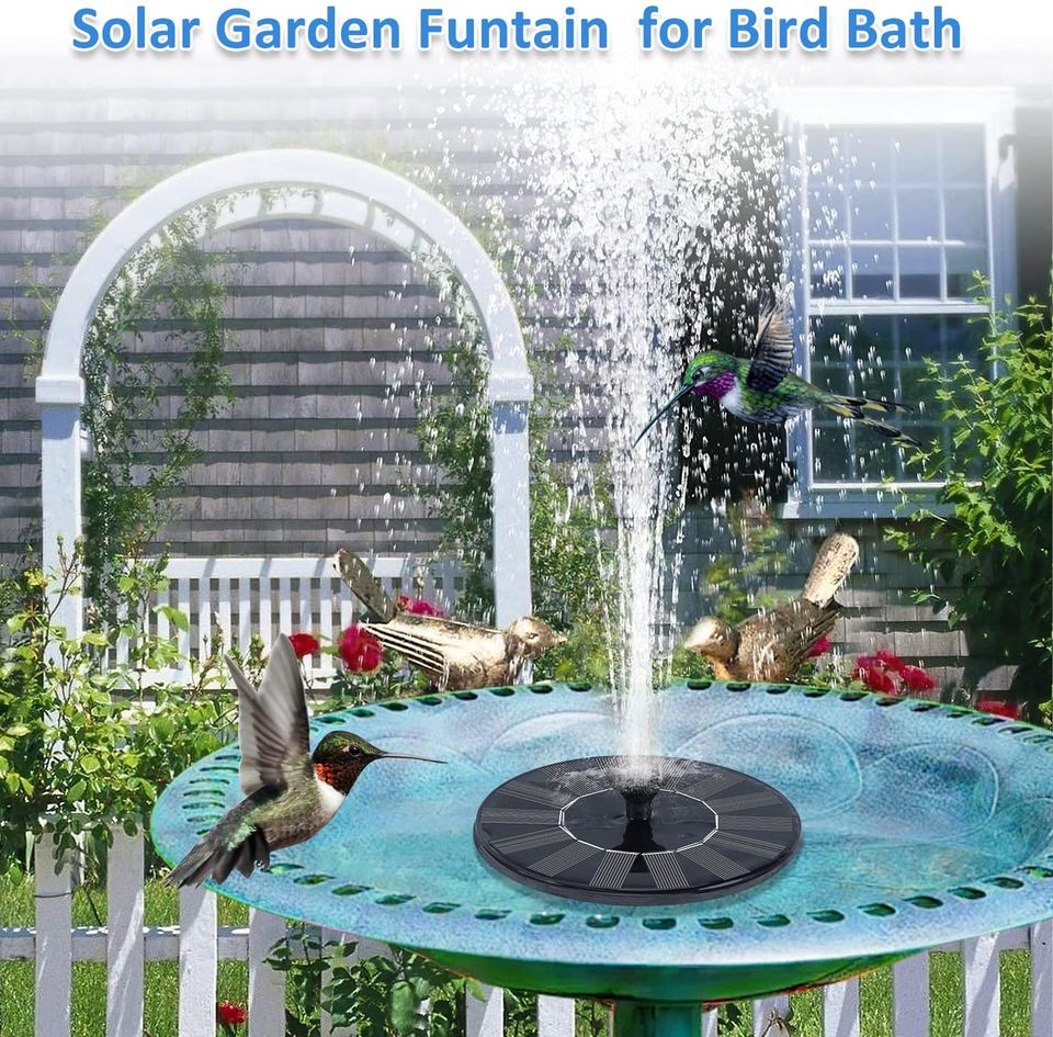 Solar Bird Bath Fountains, Solar Fountain with 7 Nozzle, Floating Solar Powered Water Fountain Pump for Bird Bath, Garden, Pond, Pool, Outdo