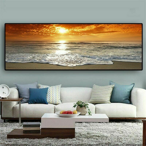 🔥New🔥Sea Beach Landscape Posters Prints Canvas Painting Canvas Wall Art Wall Pictures (12 x 36 Inch)