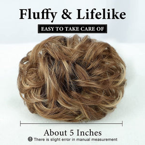 Claw Clip in Hair Bun Messy Hair Curly Wavy Ponytail Hairpieces Hair (Light Brown & Natural Blonde)