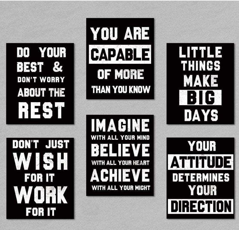 Set Of 6 Positive Quote Wall Art Canvas Posters Decor Art Prints Unframed 8x10"